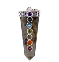 Jet Labradorite Flat Chakra Pendant 2 inch Approx. A++ Top Grade Jet International Healing Spiritual Divine India