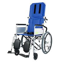 FXNN Transport Wheelchair Wheelchair - Can Lay Flat Wheelchair, Brake Design Wheelchair, Back Foldable Wheelchair, Elderly Disabled Travel Hand Push Wheelchair Walker (Color : Blue)