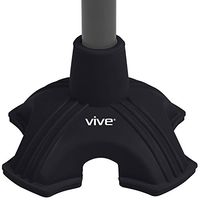 Vive Cane Tip - Quad Rubber Replacement Foot Pad for Walking Canes - Stable Four Point, Self Standing Quadruple Tripod Stand for Cane - Universal 4 Leg Attachment for Walking Stick (Black)