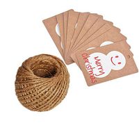 OxoxO 7.5CM x 5CM Snowman Kraft Tags for Christmas Gift Tags Decorating Christmas Tree Handmade Work with 30 Meters Jute Twine