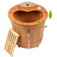 Foot Bath Massager, Wooden Foot Basin Barrel Fumigation Massage Durable Heightening Foot Tub Natural Hydro Massage Foot Massage Spa Sauna (Size : 455mm)