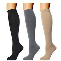 3 Pairs Compression Socks for Women Men 20-30mmhg Knee High Stocking for Running