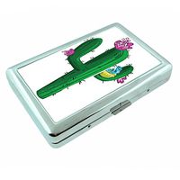 Cactus Desert Plant S3 Silver Cigarette Case Metal Wallet Id Holder 4" X 2.75" RFID Protection