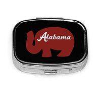 Red Alabama Elephant Fashion Square Pill Box Medicine Organizer Holder Travel Pill Vitamin Decorative Box Case Holder
