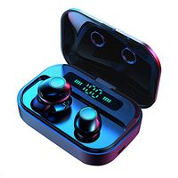 True Wireless Earbuds，IPX7 Waterproof Sport Headphones of Small Y12 in-Ear Earphones Bluetooth 5.0 Stereo Hi-Fi Sound with 2200mA Charging Case LED Battery Dispaly and Mic(Black)