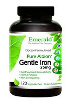 Emerald Labs Gentle Iron 25 mg (Pure Albion Chelated) to Support Relief of Constipation, Gold Standard Bioavailability - 120 Vegetable Capsules
