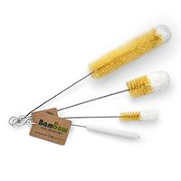 Bottle Brush set | 3 Cleaning Brushes | Bottle Cleaner Set | Water Bottle Brush | Tube Brush | Wire Bottle Brush | Glass Brush - Soft Cotton Tip to Prevent Scratches | Three Sizes | Bambaw