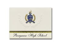 Signature Announcements Bergman High School (Harrison, AR) Graduation Announcements, Presidential style, Basic package of 25 with Gold & Blue Metallic Foil seal