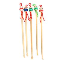 Healifty Ear Picks Bamboo Ear Cleaner Ear Wax Scoop Lovely Doll Head Ear Picker for Personal Health Care 10pcs (Random Color)