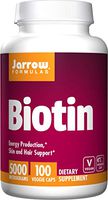 Jarrow Formulas Biotin 5000mcg, Supports Energy Production and Skin/Hair Support, 500 mcg, 100 Capsules (Pack of 2)