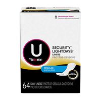 Kotex Lightdays Pantiliners, Unscented, Regular, 64 ct