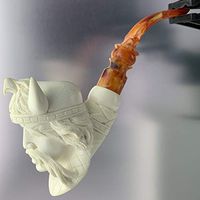 Master Carver Baglan Viking with Horned Helmet 3/4 Bent Tobacco Pipe by Paykoc M21002