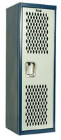 Hallowell Home Team Locker, 15"W x 15"D x 48"H, Dark Blue Body / Light Gray Door, Single Tier, 1-Wide, Knock-Down