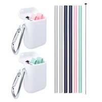 Reusable Silicone Collapsible Straws –13 Piece Set Foldable Portable Food-Grade Colorful Flexible Drinking Straw with Carrying Case, BPA Free, Safe for Kids/Toddlers, Travel Mug Tumbler