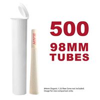 98MM White Doob Tubes | 500 Bulk Pack | Waterproof Airtight and Smell Proof Blunt Vial Container | Child Resistant with Squeeze Pop Tops | BPA-Free | Ideal for Storing Pre Rolled Raw Cones