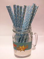 Light Blue Mini Dot, Vintage Paper Drinking Straws - 25 ct.- Twilight Parties
