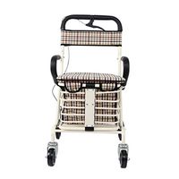 TYJ-USA Walker, Old Man Push Can Sit Light Folding Aluminum Alloy Shopping Cart, Four-Legged Walking Stick Walking Aid Scooter (Color : White, Size : 8560cm)