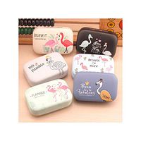 Cute Flamingo Leather Box Contact Lens case with Mirror Container for Contact Lens Merry Christmas Gift,Random