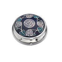 Pill Box (standard size) in a Mackintosh Ring of Roses Design (Purple)