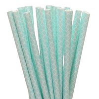 Light Blue Quatrefoil Paper Straws (50)