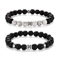 Softones 12 Constellations Lava Rock Aromatherapy Anxiety Essential Oil Diffuser Bracelet for Men Women，Friendship Couple Distance Beads Bracelet Set Gifts