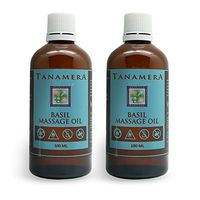 Twin Pack Tanamera Basil Massage Oil 100 mL Stress Relief, Uplifting, Improve Memory & Concentration