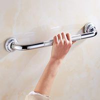 Cheng-Bath chair Bathroom handrails Non-Slip Copper Thick Safety armrest with Blue and White Porcelain handrail (Silver)