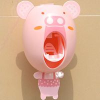 Kids Toothpaste Dispenser, Fashion Hands Free Toothbrush Dispenser Wall Mount Automatic Cartoon Cute Animal Toothpaste Squeezer Perfect Gift for Children (E)