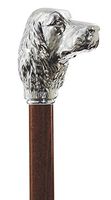 Silver Plated Cocker Spaniel Dog Knob Handle Walking Cane - Maple Shaft
