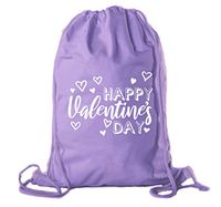 Valentine's Day Bags, Cotton Drawstring Cinch Backpacks, Valentines Day Gift Bags - 6PK Purple CA2725VAL S1