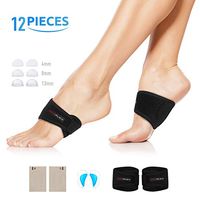 Doeplex Arch Support Brace 12 Pieces, Adjustable Cushions for Men Women, Pain Relief of Plantar Fasciitis, High Arches, One Size Fits Most