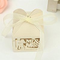ULTNICE 50pcs Sweet Gift Boxes Paper Box Candy Sweets Boxes Bride Groom Party Favors