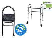 Vaunn Medical Bed Safety Rail Grab Bar Handle and Folding Walker Bundle