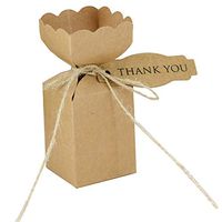 25 Pcs Kraft Paper Candy Boxes Vase Shape Chocolate Cookies Candy Gift Box Party Favors with Tags and String for Wedding, Birthday and Party (Boxes + Thank You Tags + String)