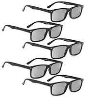 READING GLASSES 5 pairs Men's Fashion Readers Include Reading Sunglasses (Grey Lens, 1.25)