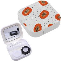 Portable Contact Lens Case Box Travel Kit Mirror + Bottle + Tweezers Container Holder [ Papaya ]