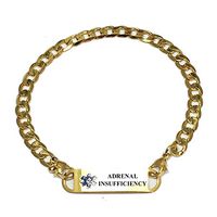 Pre-Engraved Gold Plated Curb Link"Adrenal Insufficiency" Medical ID Bracelets for Women