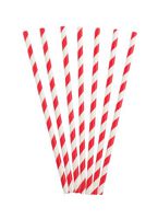 Cherry Striped Paper Straws Party Supplies (White/Red)