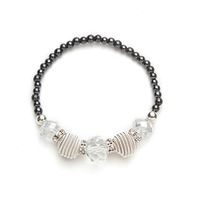 Silver Coil and Glass Beaded Black Magnetic Stretch Bracelet (7)