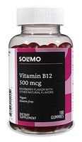 Amazon Brand - Solimo Vitamin B12 500 mcg - Normal Energy Production and Metabolism, Immune System Support - 100 Gummies (2 Gummies per Serving)
