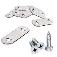 Haifly 20 PCS Stainless Flat Corner Brace Plates Joining Plates Straight Repair Brackets with 40 PCS Screws
