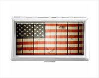 American Flag Design Unisex Stainless Steel Cigarette Holder Case Protection Credit Business Card Storage Box Pocket/Wallet