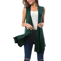Amlaiworld Women Plus Size Tops Sleeveless Draped Open Front Cardigan Vest Asymmetric Hem Summer Tunic Shirt Army Green