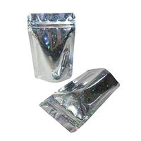 100 Pcs Hologram Aluminum Foil Zip Lock Bags Glitter Laser Plastic Mylar Pouch Food Storage Bags Moisture Proof Bags Keep Aroma Pouch (Full Star Holograms, 8.5x13+2.5 cm(3.35"x5.12"+0.98"))