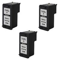 Amsahr 74XL(CB336WN) Remanufactured Replacement HP Ink Cartridges for Select Printers/Faxes with 3 Black Cartridges