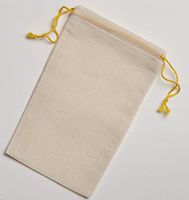 Cotton Muslin Bags 3.25x5 Inch Yellow Double Drawstring 25 Count Pack