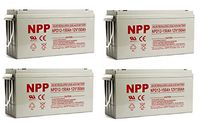 NPP NPD12-150Ah AGM Rechargeable Deep Cycle Sealed Lead Acid 12V 150Ah Battery with Button Style Terminals (4 pcs)