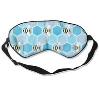 100% Silk Sleep Mask Eye Mask Bumblebee Honeycomb Pattern Soft Eyeshade Blindfold with Adjustable Strap for Sleeping Travel Work Naps Blocks Light