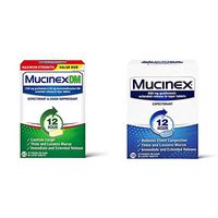 Cough Suppressant and Expectorant, Mucinex DM Maximum Strength 12 Hour Tablets, 42ct, 1200 mg Guaifenesin and Chest Congestion, Mucinex 12 Hour Extended Release Tablets, 100ct, 600 mg
