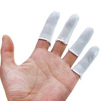 Gonioa 50 Pcs Cotton Finger Guards Finger Cots, Finger Toe Thumb Cot Protection for Skin Cracking Calluses Wicks Moisture Jewelry Clean Smudges